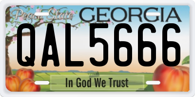 GA license plate QAL5666