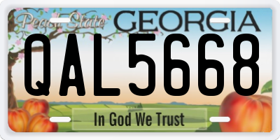 GA license plate QAL5668