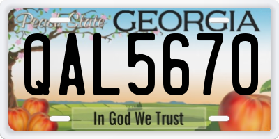 GA license plate QAL5670