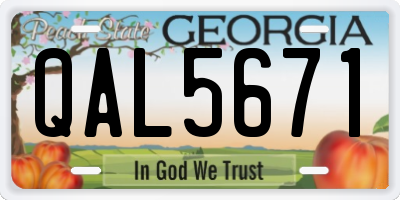 GA license plate QAL5671