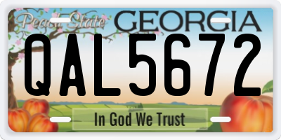 GA license plate QAL5672