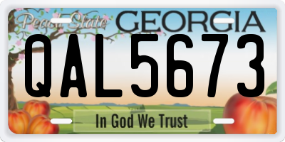 GA license plate QAL5673