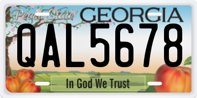 GA license plate QAL5678