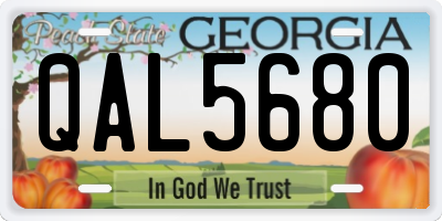 GA license plate QAL5680