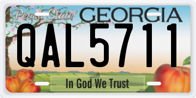 GA license plate QAL5711