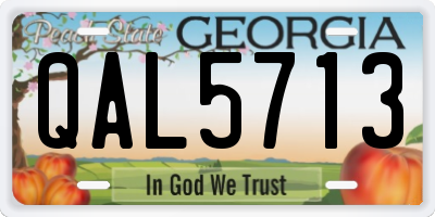 GA license plate QAL5713