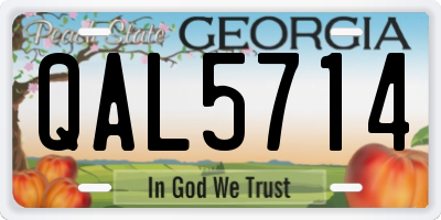 GA license plate QAL5714