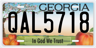 GA license plate QAL5718