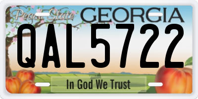 GA license plate QAL5722