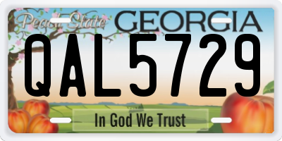 GA license plate QAL5729