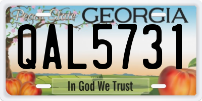 GA license plate QAL5731