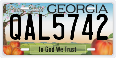 GA license plate QAL5742