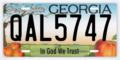 GA license plate QAL5747