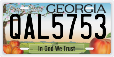 GA license plate QAL5753