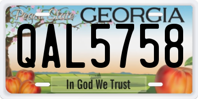 GA license plate QAL5758