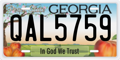 GA license plate QAL5759