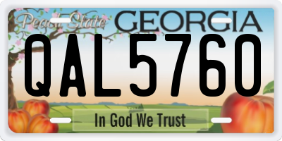 GA license plate QAL5760