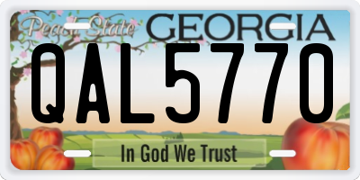 GA license plate QAL5770