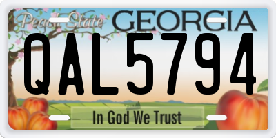 GA license plate QAL5794