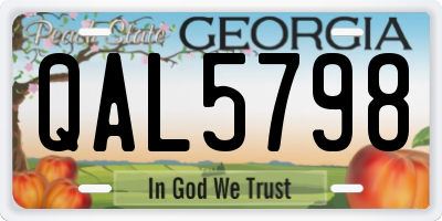 GA license plate QAL5798