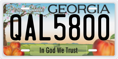 GA license plate QAL5800
