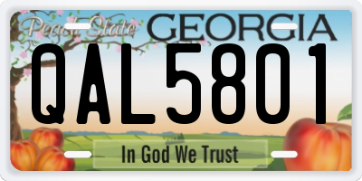 GA license plate QAL5801