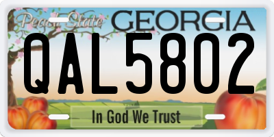 GA license plate QAL5802