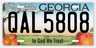 GA license plate QAL5808