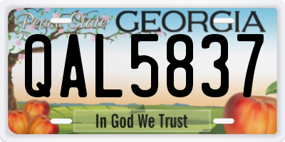 GA license plate QAL5837