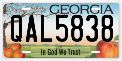 GA license plate QAL5838