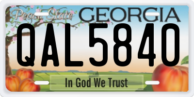 GA license plate QAL5840