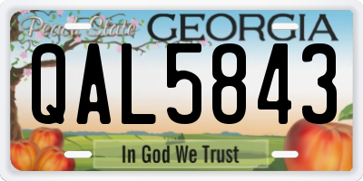 GA license plate QAL5843