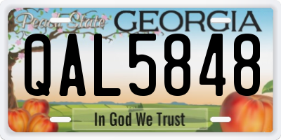 GA license plate QAL5848