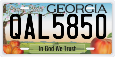 GA license plate QAL5850