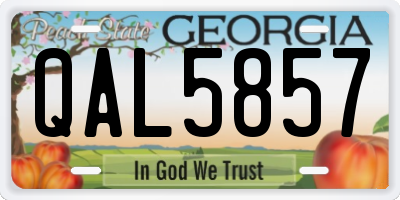 GA license plate QAL5857