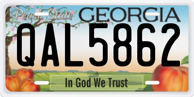 GA license plate QAL5862