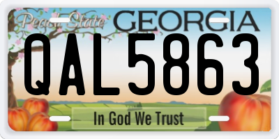 GA license plate QAL5863