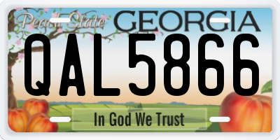 GA license plate QAL5866