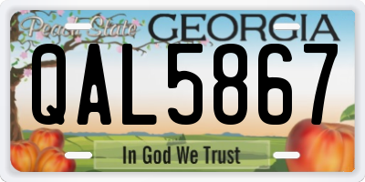 GA license plate QAL5867