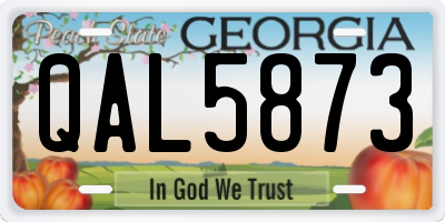 GA license plate QAL5873