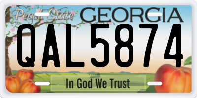 GA license plate QAL5874