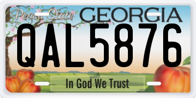 GA license plate QAL5876