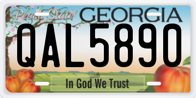 GA license plate QAL5890