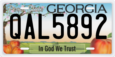 GA license plate QAL5892