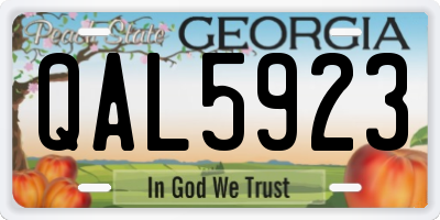 GA license plate QAL5923