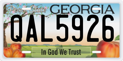 GA license plate QAL5926