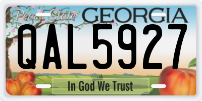 GA license plate QAL5927