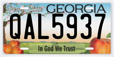 GA license plate QAL5937