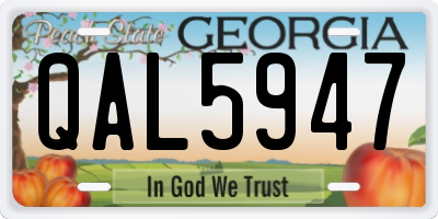 GA license plate QAL5947