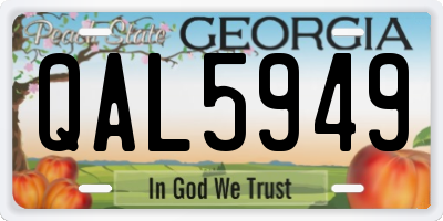 GA license plate QAL5949